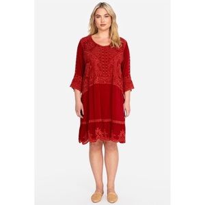 Johnny Was Burnt Orange Dotted Geo Tunic Dress Size XL